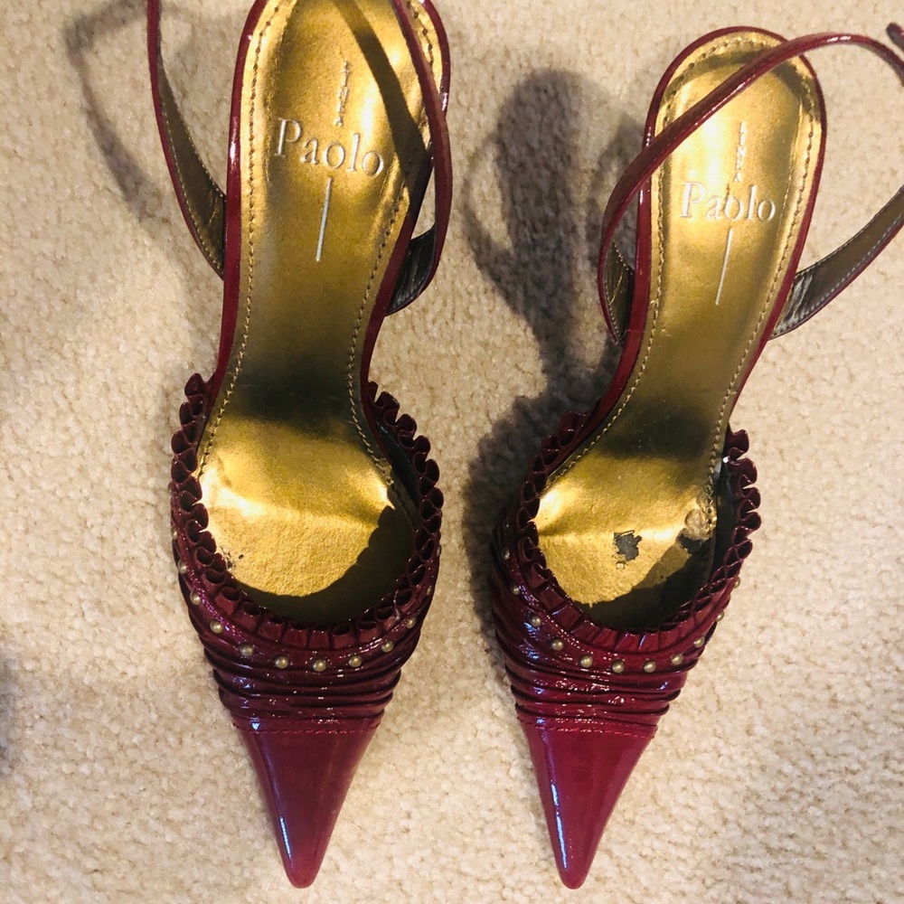 PAOLO burgundy patent sling back